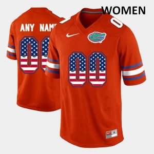 Women's Florida Gators #00 Customize NCAA Nike Orange US Flag Fashion Authentic Stitched College Football Jersey MCC8362TT